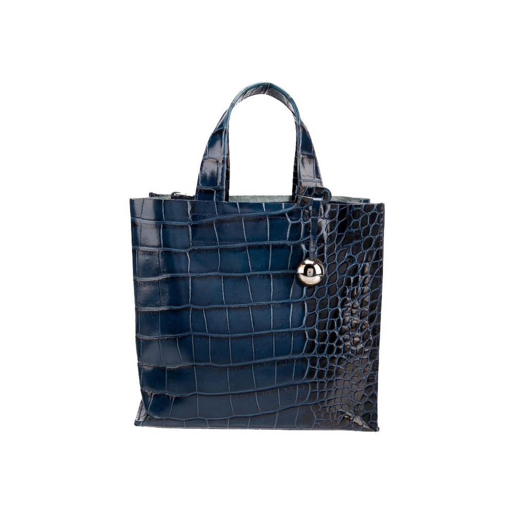 FURLA Mini Tote (Indigo) - Vintage mini alligator, deep blue leather